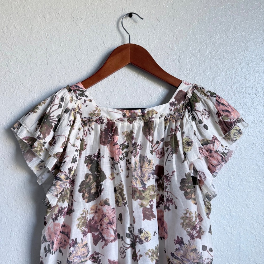 Ulla Johnson Kiki Top Blouse Floral Daisy Silk Womens 12 Boho Cottagecore NWOT - Picture 11 of 11